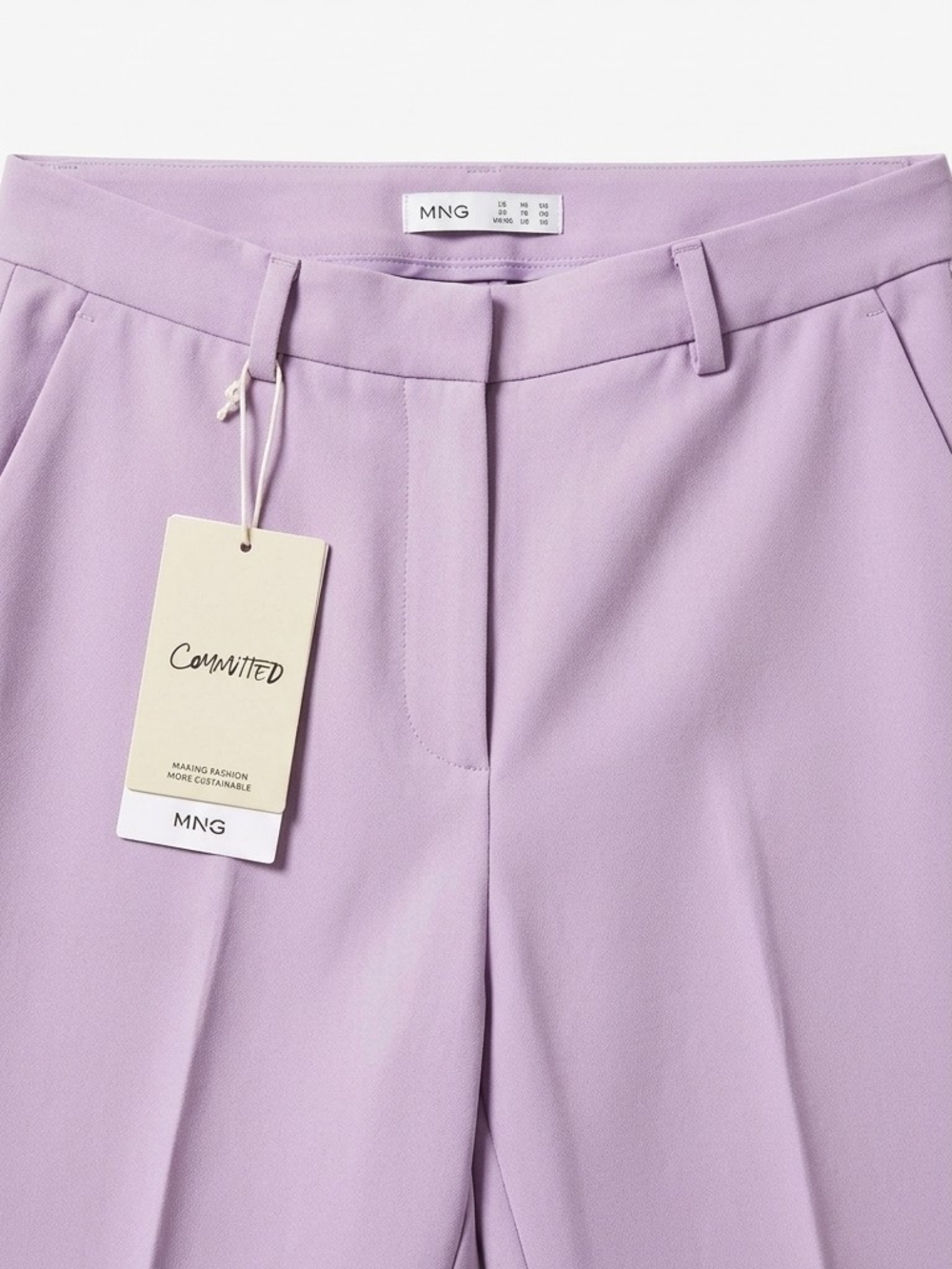 Mango Lilac Straight-Leg Tailored Trousers Size L. Size XXL - Picture 2 of 3